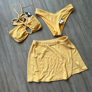 Yellow Bikini + Skirt (Cover Up)